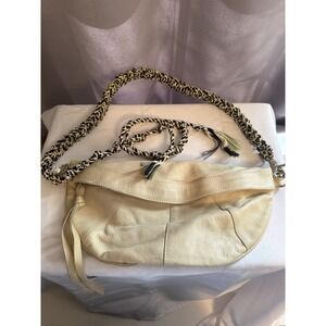 Free People Real World Leather Bum Sling  Shoulder Bag Purse Cream Rope Strap